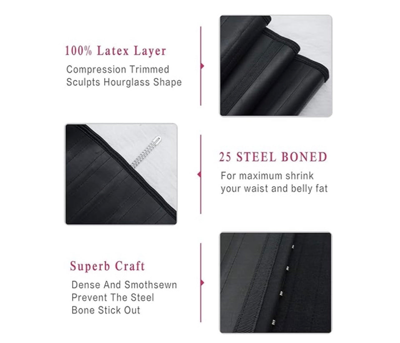 Steel bone latex waist trainer belly slimming